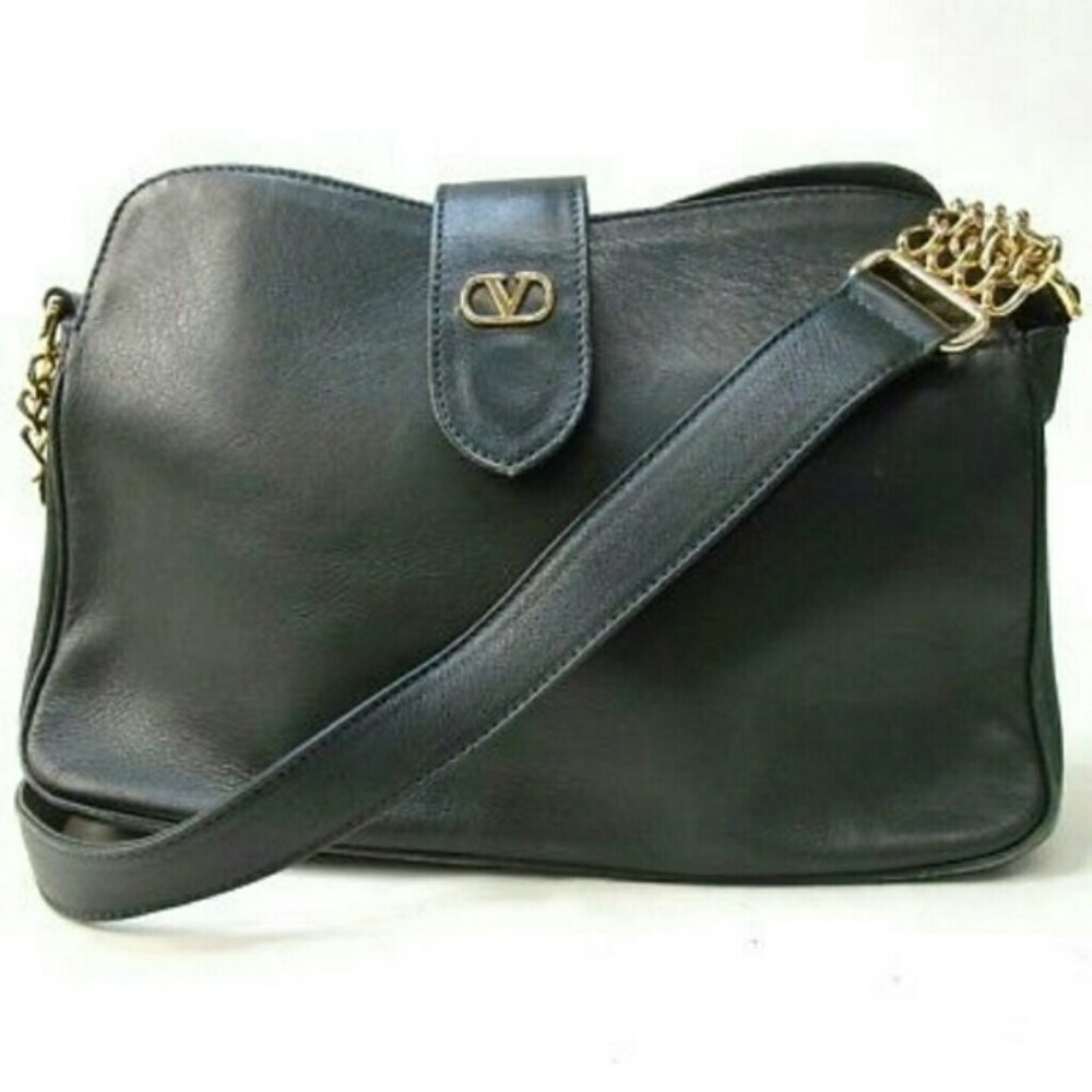 Valentino Vintage Green Gold Leather shoulder bag - Picture 1 of 7